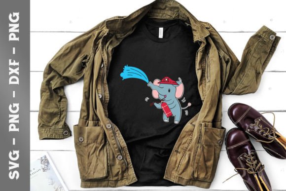 Elephant Fire Fighter Graphic: T-Shirt Designs & Graphics